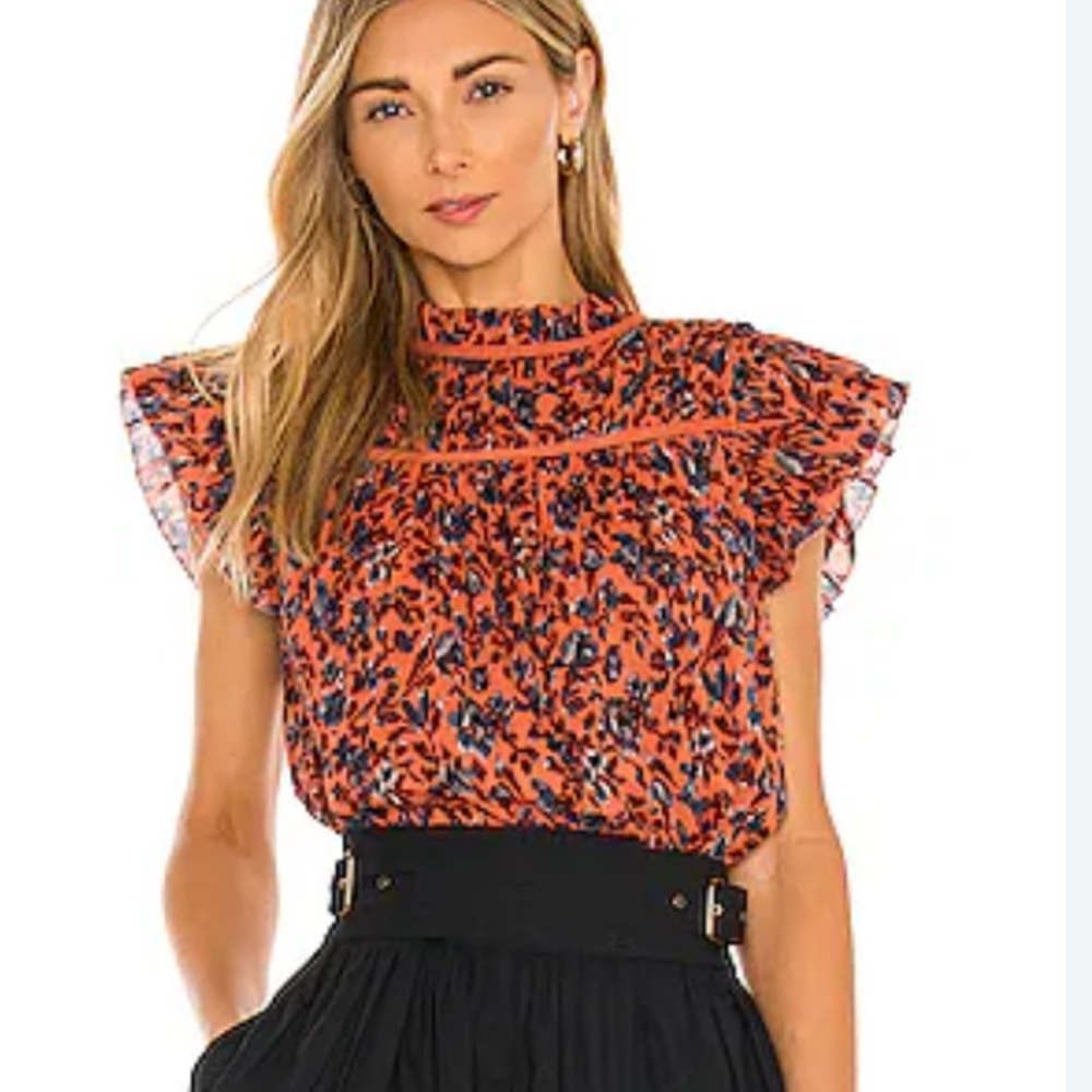 Ulla Johnson Etta top short sleeve rosewood size 2
